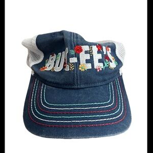 Buc-ees Strapback Hat Cap Womens Trucker Floral Embroidered Mesh Ponytail Hole